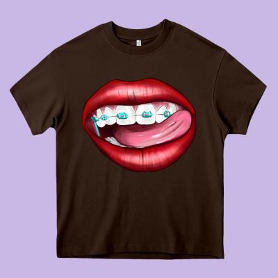 Lips Dental Braces Heavy Core Tee Designed By Artiststas