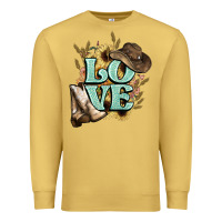 Antique Gold Love boots hat western Cowboy Premium Sweatshirt - HowdyJamesFarm