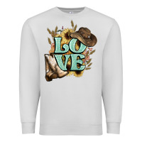 Dove Grey Love boots hat western Cowboy Premium Sweatshirt - HowdyJamesFarm