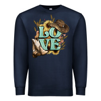 Navy Love boots hat western Cowboy Premium Sweatshirt - HowdyJamesFarm