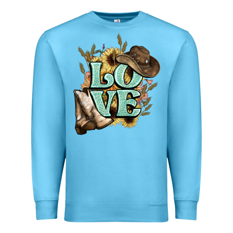 Love Boots Hat Western Cowboy Premium Sweatshirt by HowdyJamesFarm | Teevron