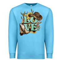 Ocean Blue Love boots hat western Cowboy Premium Sweatshirt - HowdyJamesFarm