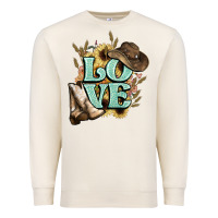 Sandshell Love boots hat western Cowboy Premium Sweatshirt - HowdyJamesFarm