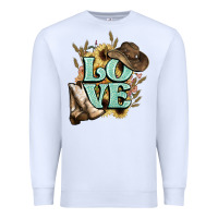 White Love boots hat western Cowboy Premium Sweatshirt - HowdyJamesFarm