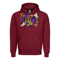 Burgundy I'm a Haunt Mess Zipper Hoodie - texasbilliewilder