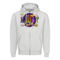 Dove Grey I'm a Haunt Mess Zipper Hoodie - texasbilliewilder