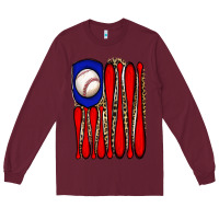 Burgundy leopard baseball flag Long Sleeve Tee - JahusDesignShop