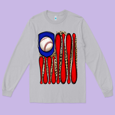 Leopard Baseball Flag Long Sleeve Tee Designed By Jahusdesignshop