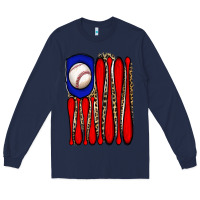 Navy leopard baseball flag Long Sleeve Tee - JahusDesignShop