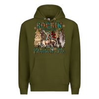 Army Green rockin around the christmas tree Premium Hoodie - CowGirlArtShop