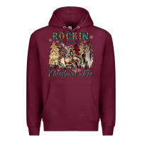 Burgundy rockin around the christmas tree Premium Hoodie - CowGirlArtShop