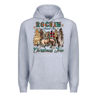 Heather Grey rockin around the christmas tree Premium Hoodie - CowGirlArtShop