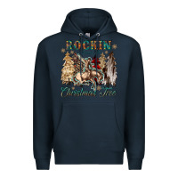 Navy rockin around the christmas tree Premium Hoodie - CowGirlArtShop