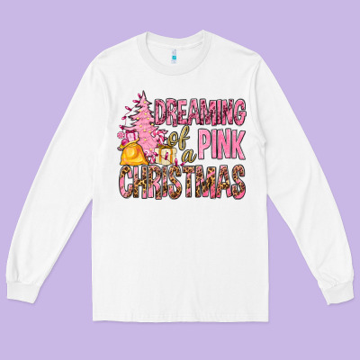 Dreaming Of A Pink Christmas Long Sleeve Tee Designed By Bundleandbundleshop