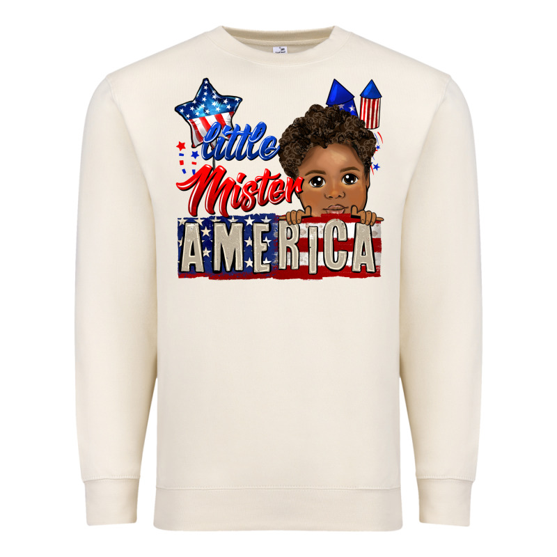 Little Mister America Black Boy Premium Sweatshirt by CowGirlArtShop | Teevron