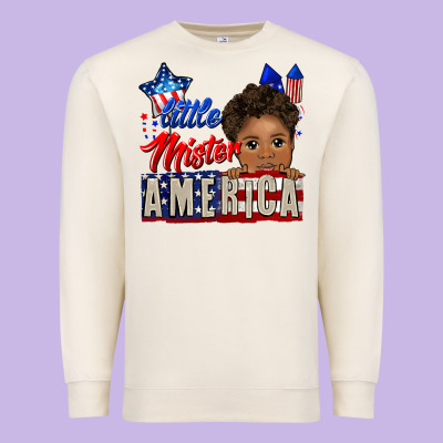 Little Mister America Black Boy Premium Sweatshirt Designed By Cowgirlartshop
