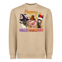 Mushroom Happy Hallothanksmas Farm Animal Heavyweight Sweatshirt - BundleAndBundleShop
