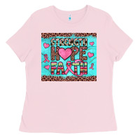 Bubblegum Pink strength hope faith Ladies Tee - JahusDesignShop
