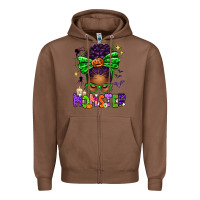 Chestnut Halloween Afro Messy Bun Momster Zipper Hoodie - texasbilliewilder