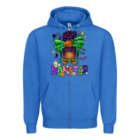 True Royal Halloween Afro Messy Bun Momster Zipper Hoodie - texasbilliewilder