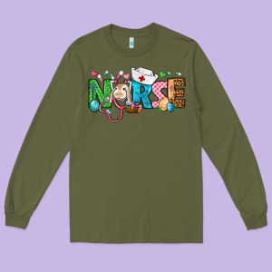 Easter Nurse Long Sleeve Tee Designed By Bundleandbundleshop