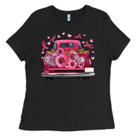 Black breast cancer farm truck Ladies Tee - Artiststas