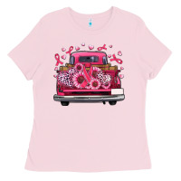 Bubblegum Pink breast cancer farm truck Ladies Tee - Artiststas