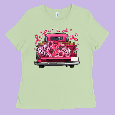 Breast Cancer Farm Truck Ladies Tee Designed By Artiststas
