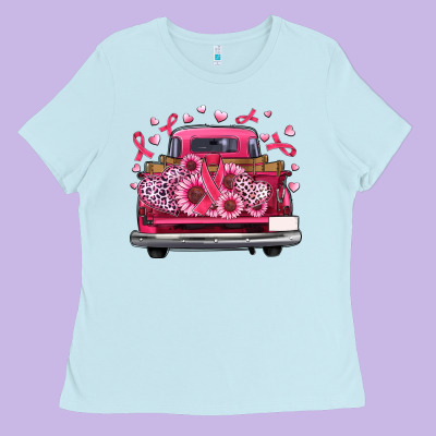 Breast Cancer Farm Truck Ladies Tee Designed By Artiststas