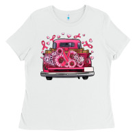 White breast cancer farm truck Ladies Tee - Artiststas