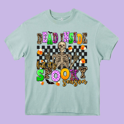 Dead Inside But Its Spooky Season Heavy Core Tee Designed By Adodesignshop