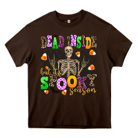 Chocolate Brown dead inside but its spooky season Heavy Core Tee - AdoDesignShop