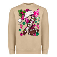 Mushroom Pink Christmas Breast Cancer Ribbon Football Heavyweight Sweatshirt - BundleAndBundleShop