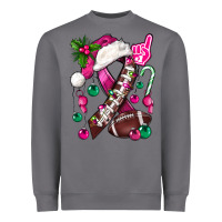 Storm Pink Christmas Breast Cancer Ribbon Football Heavyweight Sweatshirt - BundleAndBundleShop