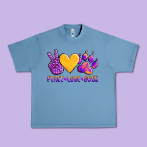 Peace Love Dogs Urban Heavy Tee Designed By Adodesignshop