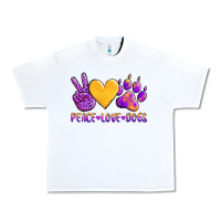 White peace love dogs Urban Heavy Tee - AdoDesignShop