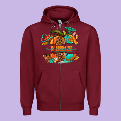 Pumpkin Nurse Zipper Hoodie Designed By Nancycooperartshop