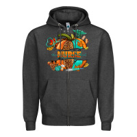 Charcoal Heather pumpkin nurse Zipper Hoodie - NancyCooperArtShop
