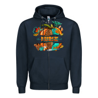 Navy pumpkin nurse Zipper Hoodie - NancyCooperArtShop
