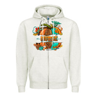 Oatmeal Heather pumpkin nurse Zipper Hoodie - NancyCooperArtShop