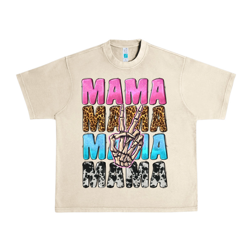 Mama Skeleton Peace Leopard Pattern Urban Heavy Tee by NancyCooperArtShop | Teevron