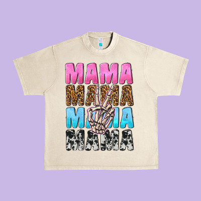 Mama Skeleton Peace Leopard Pattern Urban Heavy Tee Designed By Nancycooperartshop