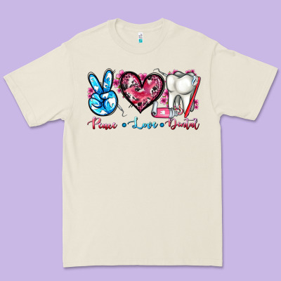Peace Love Dental Premium Tee Designed By Adodesignshop