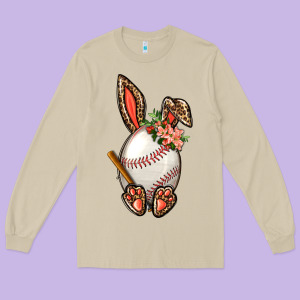 Baseball Easter Bunny Long Sleeve Tee Designed By Bundleandbundleshop