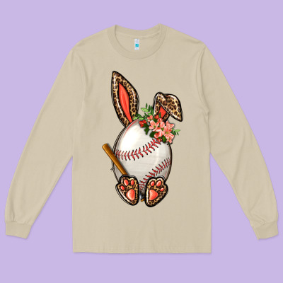 Baseball Easter Bunny Long Sleeve Tee Designed By Bundleandbundleshop