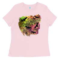 Bubblegum Pink bat halloween patch Ladies Tee - BundleAndBundleShop