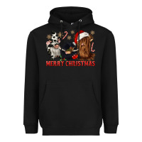 Black merry christmas heifer cow gnomies Heavyweight Hoodie - CowGirlArtShop