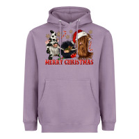 Lavender merry christmas heifer cow gnomies Heavyweight Hoodie - CowGirlArtShop