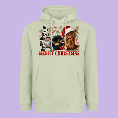 Merry Christmas Heifer Cow Gnomies Heavyweight Hoodie Designed By Cowgirlartshop