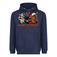 Navy merry christmas heifer cow gnomies Heavyweight Hoodie - CowGirlArtShop